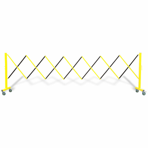 FLEXPRO 110 EXPANDING STEEL/ALUMINUM BARRICADE, YELLOW/BLACK, 37" H X 11.5' L by Queue Solutions LLC