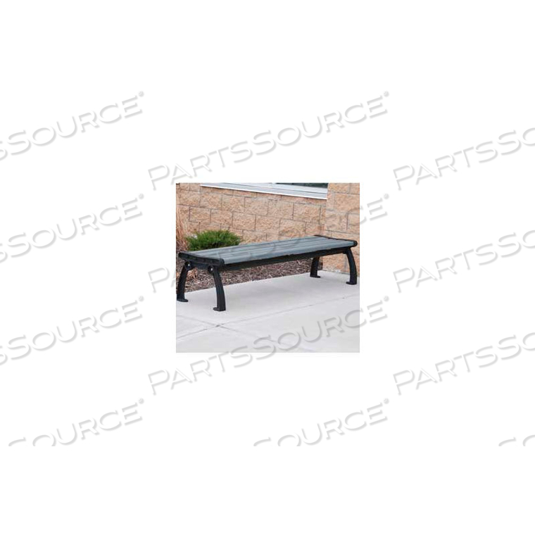 FROG FURNISHINGS RECYCLED PLASTIC 8 FT. HERITAGE BACKLESS BENCH, GRAY BENCH/BLACK FRAME by Jayhawk Plastics FROG FURNISHINGS RECYCLED PLASTIC 8 FT. HERITAGE BACKLESS BENCH, GRAY BENCH/BLACK FRAME by Jayhawk Plastics