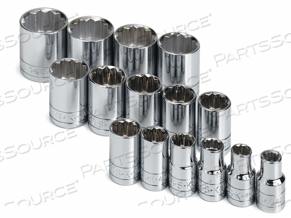SOCKET SET SAE 1/2 IN DR 15 PC by SK Professional Tools