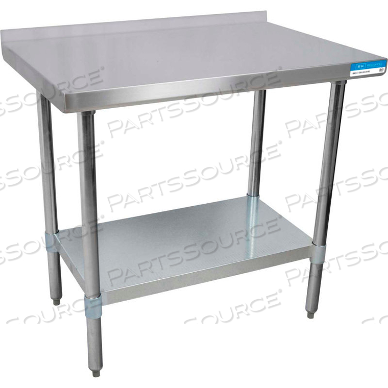 WORKBENCH W/UNDERSHELF, 18 GA. 430 STAINLESS, 1-1/2" BACKSPLASH, GALV. SHELF, 24"WX18"D by BK Resources, Inc. WORKBENCH W/UNDERSHELF, 18 GA. 430 STAINLESS, 1-1/2" BACKSPLASH, GALV. SHELF, 24"WX18"D by BK Resources, Inc.