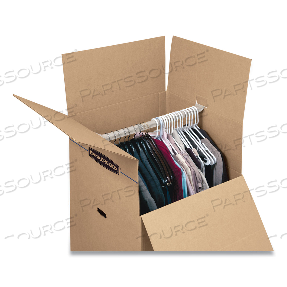 SMOOTHMOVE WARDROBE BOX, REGULAR SLOTTED CONTAINER (RSC), 24" X 24" X 40", BROWN/BLUE by Bankers Box SMOOTHMOVE WARDROBE BOX, REGULAR SLOTTED CONTAINER (RSC), 24" X 24" X 40", BROWN/BLUE by Bankers Box