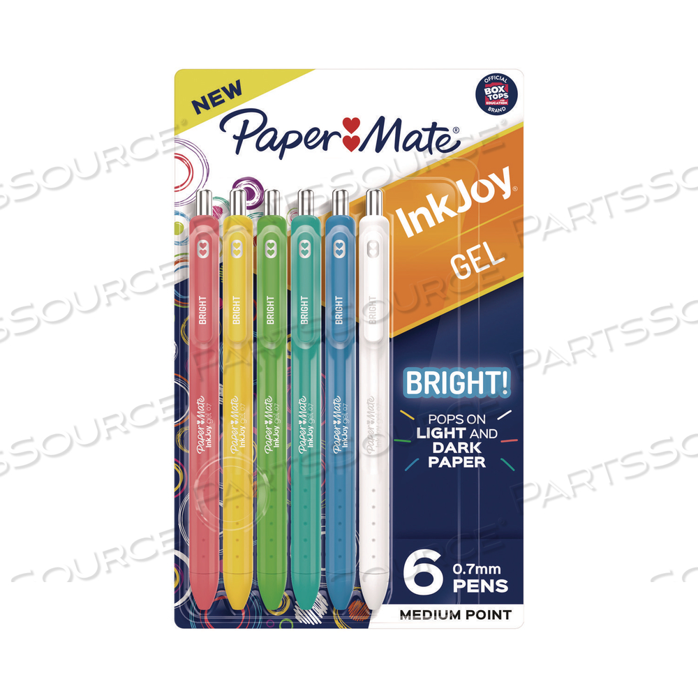 INKJOY GEL BRIGHT RETRACTABLE PEN, MEDIUM 0.7 MM, ASSORTED INK/BARREL COLORS by Paper Mate INKJOY GEL BRIGHT RETRACTABLE PEN, MEDIUM 0.7 MM, ASSORTED INK/BARREL COLORS by Paper Mate