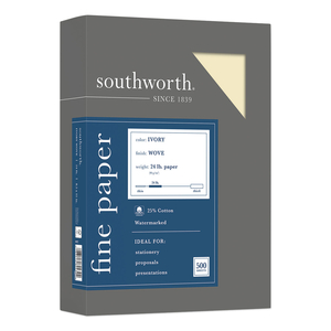 25% COTTON BUSINESS PAPER, 95 BRIGHT, 24 LB BOND WEIGHT, 8.5 X 11, IVORY, 500 SHEETS/REAM by SOUTHWORTH PRODUCTS CORP