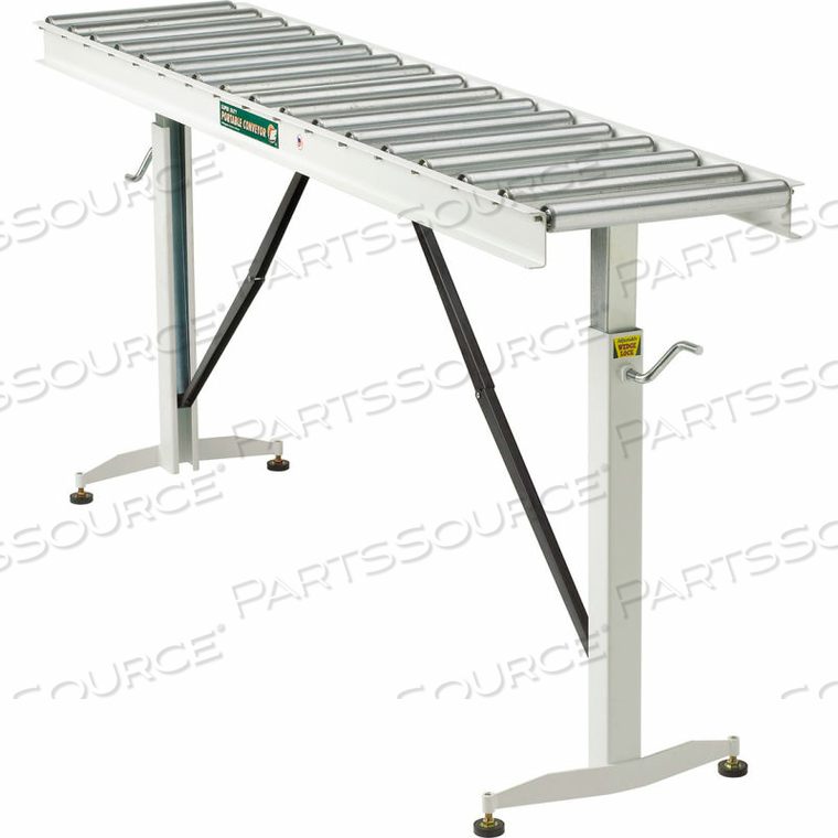 HTC ROLLER ADJUSTABLE FOLDING CONVEYOR TABLE 66"L X 15"W - 500 LB. CAPACITY 