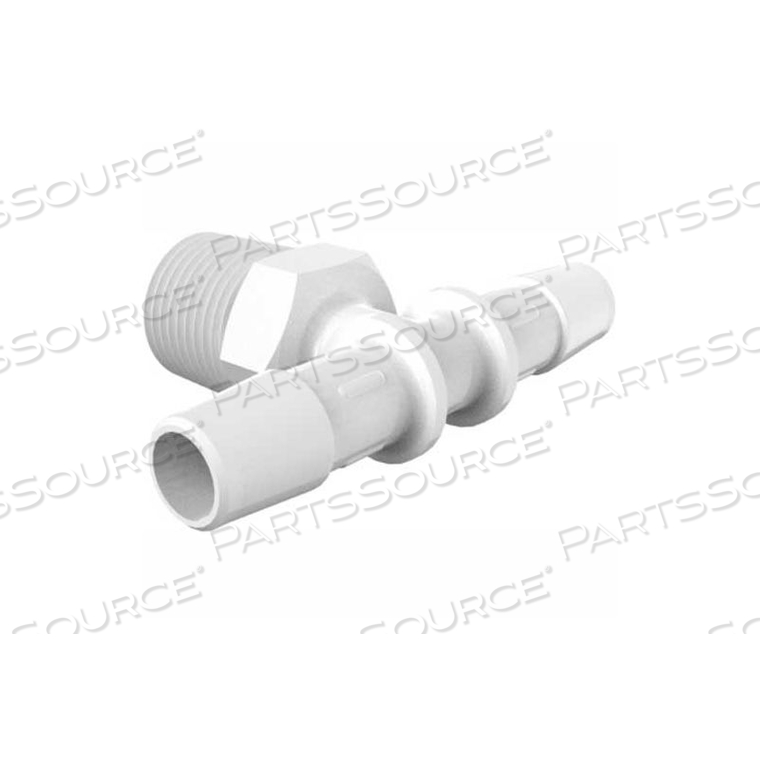 3/8-19 BSP TO 3/8" BARBED TEE, HIGH DENSITY POLYETHYLENE 