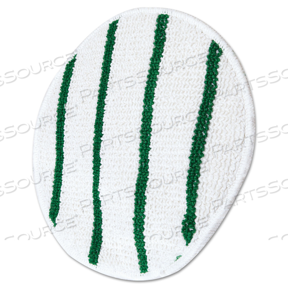 LOW PROFILE SCRUB-STRIP CARPET BONNET, 17" DIAMETER, WHITE/GREEN 