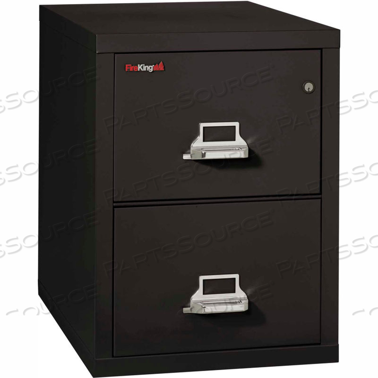 FIREPROOF 2 DRAWER VERTICAL FILE CABINET - LETTER SIZE 18"W X 31-1/2"D X 28"H - BLACK by Fire King