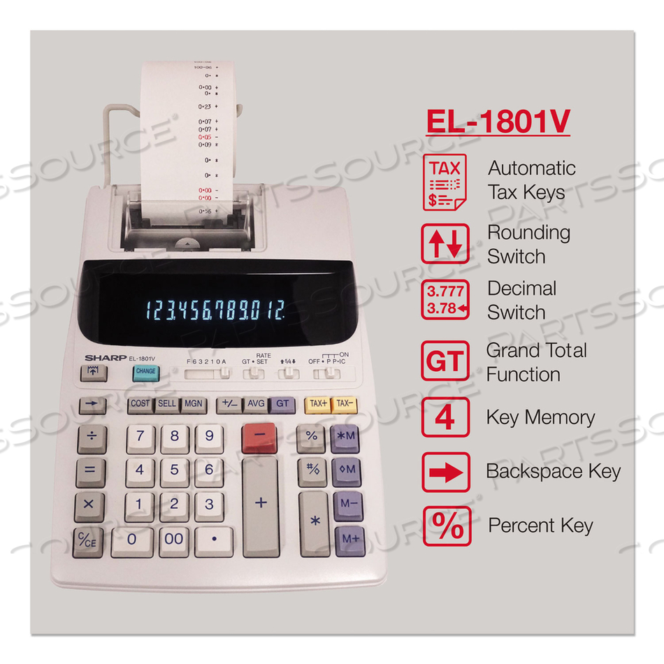 EL-1801V TWO-COLOR PRINTING CALCULATOR, BLACK/RED PRINT, 2.1 LINES/SEC by Sharp Electronics Corporation