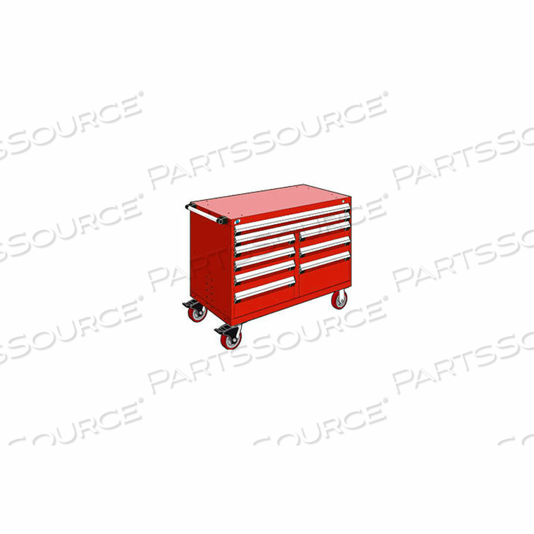 METAL 9 DRAWER MOBILE MULTI-DRAWER CABINET - 48"WX27"DX37-1/2"H RED by Rousseau Metal Inc. METAL 9 DRAWER MOBILE MULTI-DRAWER CABINET - 48"WX27"DX37-1/2"H RED by Rousseau Metal Inc.