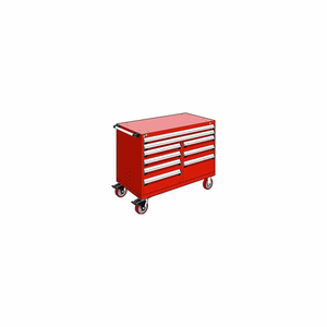 METAL 9 DRAWER MOBILE MULTI-DRAWER CABINET - 48"WX27"DX37-1/2"H RED by Rousseau Metal Inc.