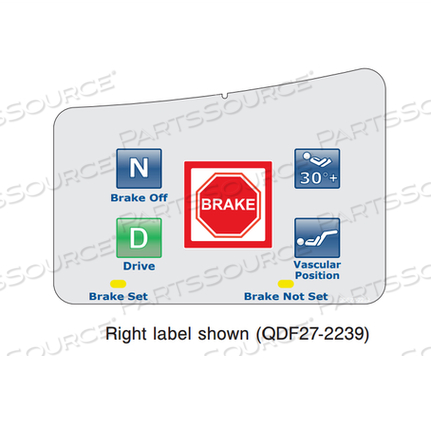 HEAD SIDE BRAKE CONTROL LABEL FOR CRITICAL CARE BED by Stryker Medical