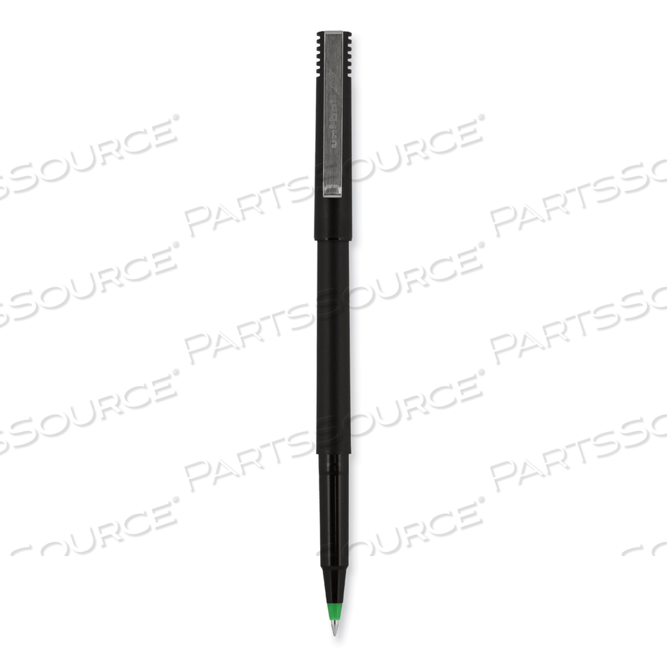 ROLLER BALL PEN, STICK, MICRO 0.5 MM, GREEN INK, BLACK MATTE BARREL by Uni-Ball