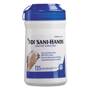 SANI-HANDS ALC INSTANT HAND SANITIZING WIPES, 7.5 X 6, WHITE, 135/CANISTER, 12/CARTON by Sani Professional