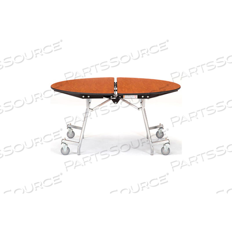 48" MOBILE ROUND TABLE - MDF WITH PROTECTEDGE - BLACK FRAME - MONTANA WALNUT by National Public Seating