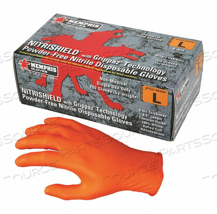 GLOVES, DISPOSABLE, NITRILE, ORANGE, 100 PACK, X-LARGE (10) by MCR Safety