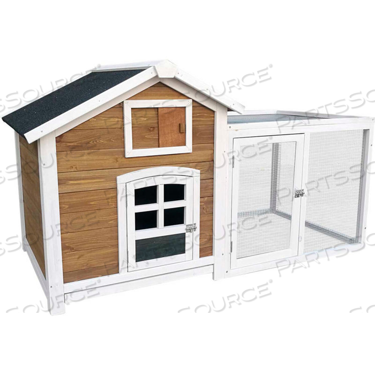 HANOVER OUTDOOR WOODEN RABBIT HUTCH WITH RAMP, WIRE MESH RUN AND WATERPROOF ROOF by Almo