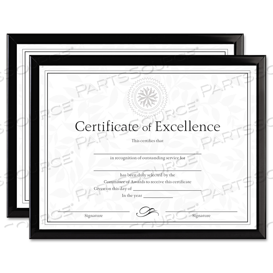 VALUE U-CHANNEL DOCUMENT FRAMES WITH CERTIFICATES, 8.5 X 11, BLACK, 2/PACK 