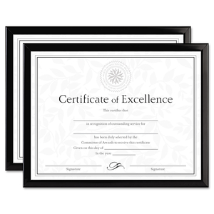 VALUE U-CHANNEL DOCUMENT FRAMES WITH CERTIFICATES, 8.5 X 11, BLACK, 2/PACK by DAX