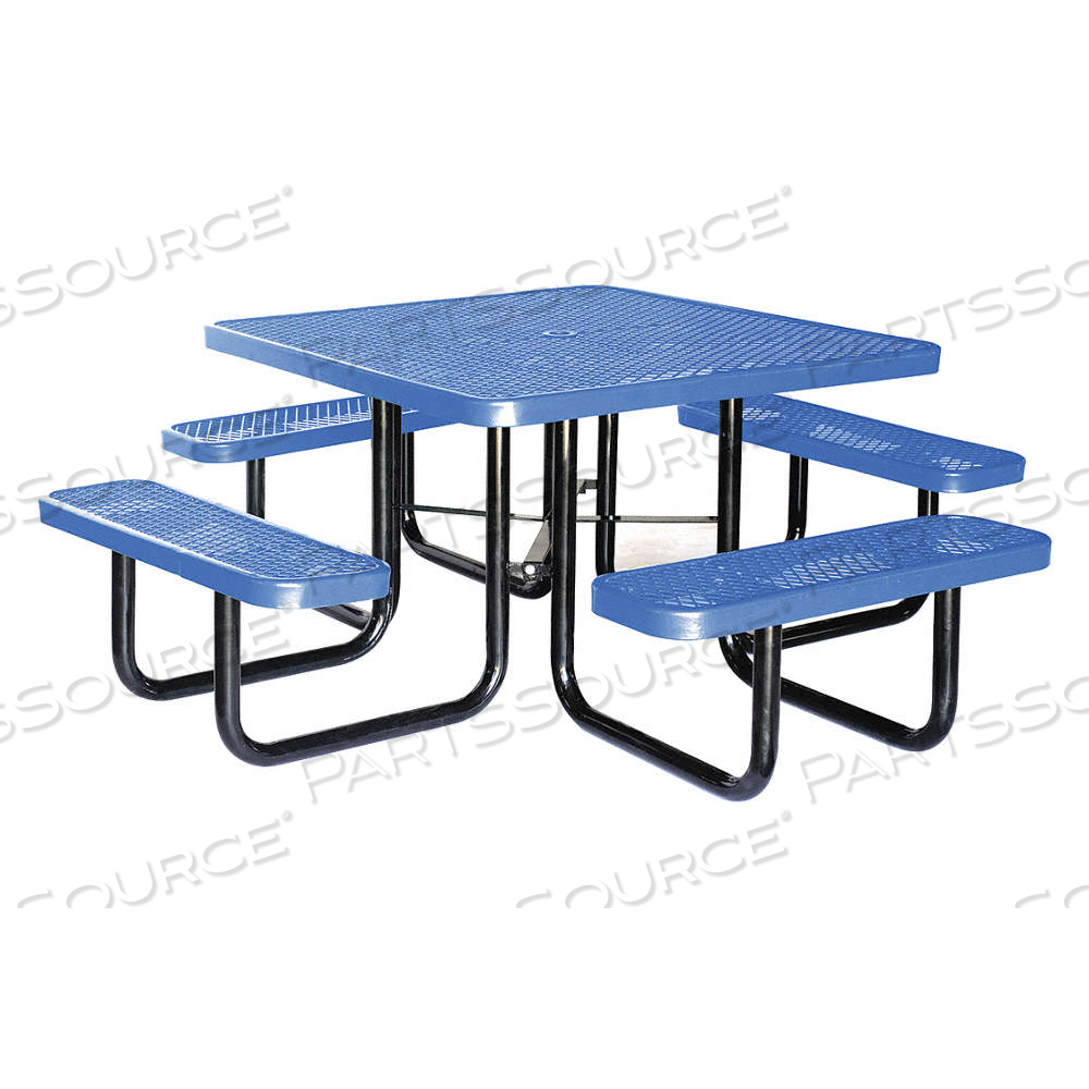 PICNIC TABLE, EXPANDED METAL, THERMOPLASTIC COATED, BLUE, 29 5/8 IN OVERALL HT by Approved Vendor PICNIC TABLE, EXPANDED METAL, THERMOPLASTIC COATED, BLUE, 29 5/8 IN OVERALL HT by Approved Vendor