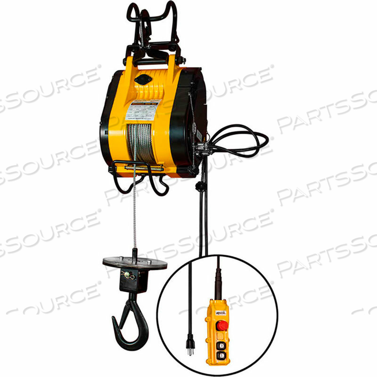 1/4 TON ELECTRIC WIRE ROPE HOIST, 90' LIFT, 75 FPM, 115V by Oz Lifting Products 1/4 TON ELECTRIC WIRE ROPE HOIST, 90' LIFT, 75 FPM, 115V by Oz Lifting Products