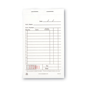 SALES RECEIPT BOOK, TWO-PART CARBONLESS, 3.5 X 5.63, 50 FORMS/BOOK, 100 BOOKS/CARTON by Royal Paper