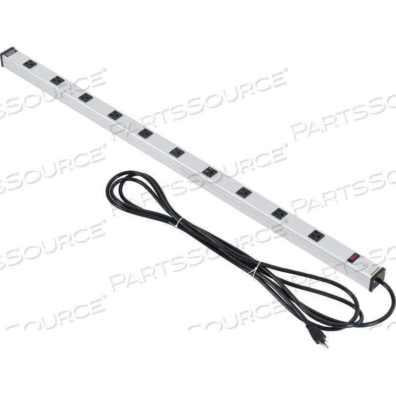 48-IN. 10 OUTLET ALUMINUM POWER STRIP WITH 15-FT CORD ETL/CETL by Approved Vendor 48-IN. 10 OUTLET ALUMINUM POWER STRIP WITH 15-FT CORD ETL/CETL by Approved Vendor