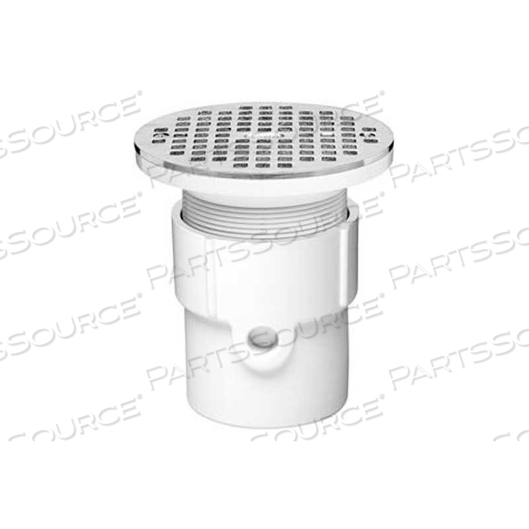 4" PVC PIPE BASE GENERAL PURPOSE DRAIN WITH 5" STAINLESS STEEL GRATE 