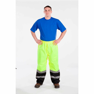 HI-VIS NYLON PANTS W/ELASTIC WAIST, ANSI CLASS E, 32"L, 3XL, LIME/BLACK by Utility Pro Wear