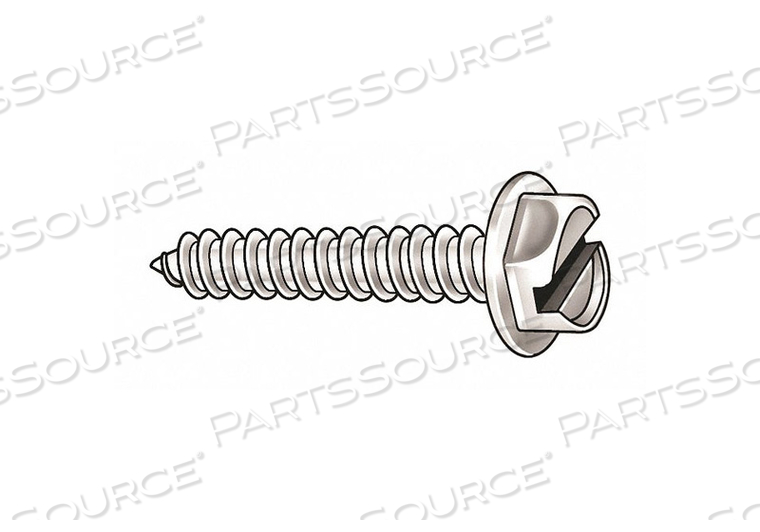 SHEET METAL SCREW, #8 SIZE, 1/2 IN LG, 18-8 STAINLESS STEEL, PLAIN, HEX WASHER, SLOTTED by Fabory