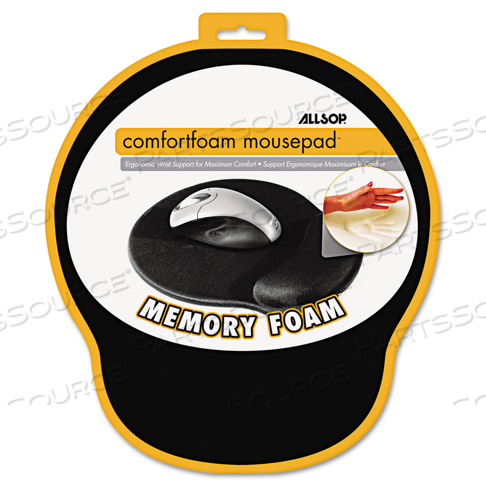 MOUSEPAD PRO MEMORY FOAM MOUSE PAD WITH WRIST REST, 9 X 10, BLACK by Allsop MOUSEPAD PRO MEMORY FOAM MOUSE PAD WITH WRIST REST, 9 X 10, BLACK by Allsop