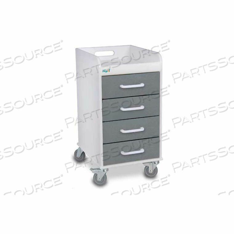 COMPACT 4 DRAWER LOCKING MEDICAL CART, SILVER METALLIC, 14"W X 19"D X 27"H by TrippNT, Inc COMPACT 4 DRAWER LOCKING MEDICAL CART, SILVER METALLIC, 14"W X 19"D X 27"H by TrippNT, Inc