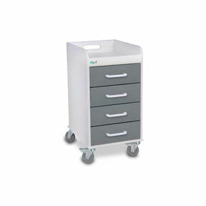 COMPACT 4 DRAWER LOCKING MEDICAL CART, SILVER METALLIC, 14"W X 19"D X 27"H by TrippNT, Inc