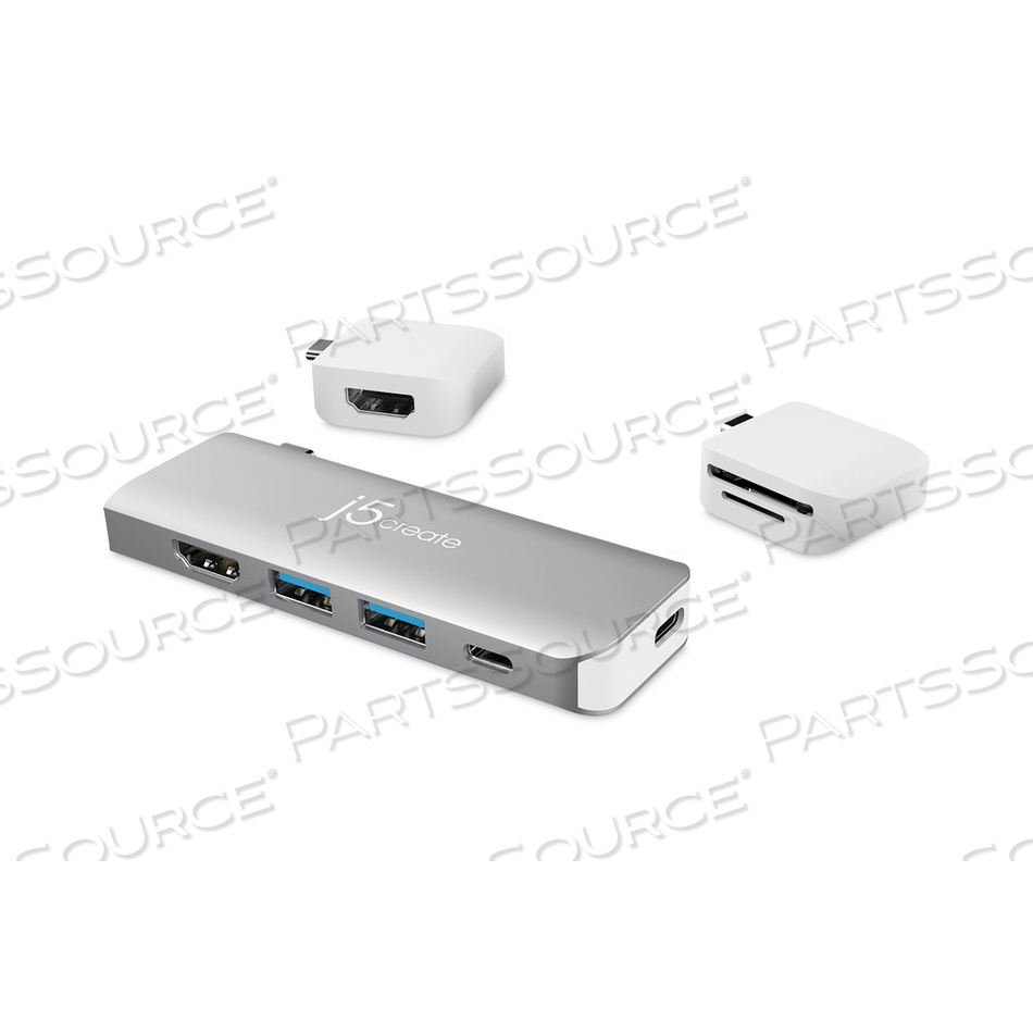 ULTRADRIVE USB-C DUAL DISPLAY MODULAR MINIDOCK, SILVER 