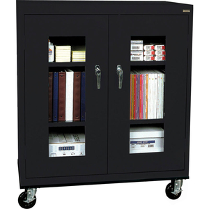 MOBILE CLEAR VIEW COUNTER HEIGHT STORAGE CABINET TA2V361842 -36X18X48, BLACK by Sandusky Lee Cabinets