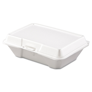 FOAM HINGED LID CONTAINERS, 1-COMPARTMENT, 6.4 X 9.3 X 2.9, WHITE, 100/PACK, 2 PACKS/CARTON by Dart Container Corporation FOAM HINGED LID CONTAINERS, 1-COMPARTMENT, 6.4 X 9.3 X 2.9, WHITE, 100/PACK, 2 PACKS/CARTON by Dart Container Corporation