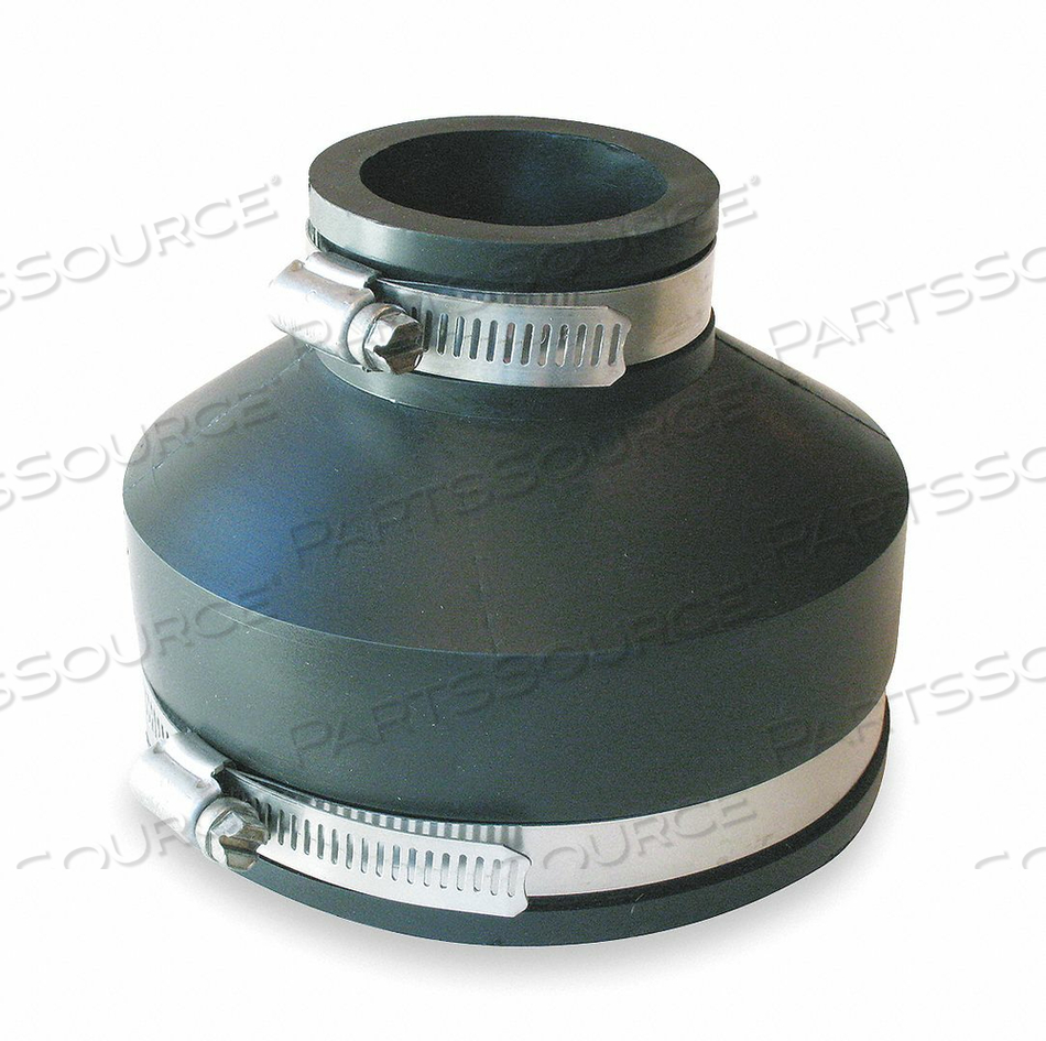FLEXIBLE COUPLING, PVC, FOR 2 IN_6 IN PIPE, 5 3/4 IN OVERALL LG, 2 CLAMPS INCLUDED by Fernco FLEXIBLE COUPLING, PVC, FOR 2 IN_6 IN PIPE, 5 3/4 IN OVERALL LG, 2 CLAMPS INCLUDED by Fernco