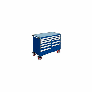 METAL 9 DRAWER MOBILE MULTI-DRAWER CABINET - 48"WX27"DX37-1/2"H AVALANCHE BLUE by Rousseau Metal Inc.