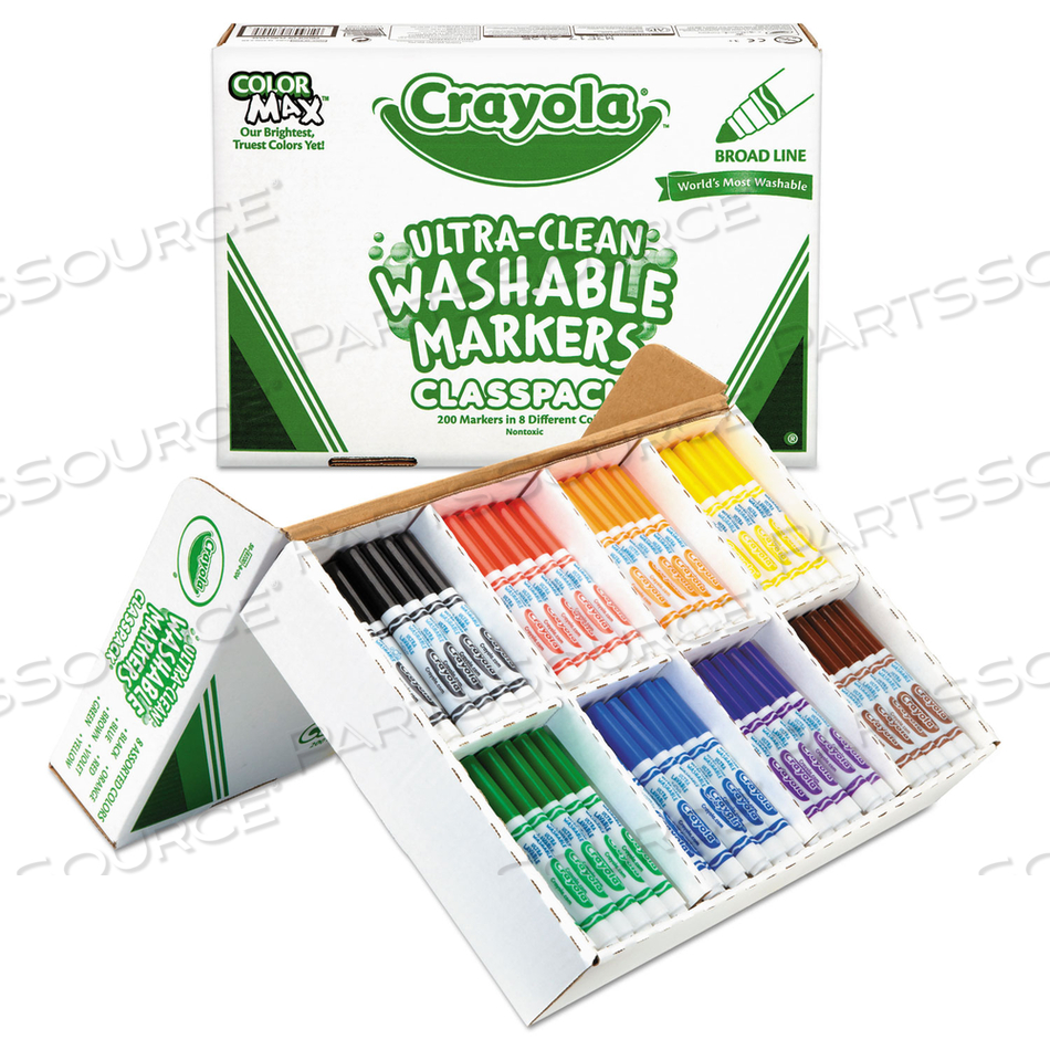 ULTRA-CLEAN WASHABLE MARKER CLASSPACK, BROAD BULLET TIP, 8 ASSORTED COLORS by Crayola