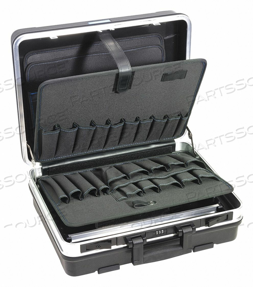TOOL CASE, MATERIAL PLASTIC, OVERALL DEPTH 11 IN, OVERALL HEIGHT 19 1/2 IN, OVERALL WIDTH 16 3/8 IN, LOCKING SYSTEM COMBINATION, COLOR BLACK by Westward TOOL CASE, MATERIAL PLASTIC, OVERALL DEPTH 11 IN, OVERALL HEIGHT 19 1/2 IN, OVERALL WIDTH 16 3/8 IN, LOCKING SYSTEM COMBINATION, COLOR BLACK by Westward