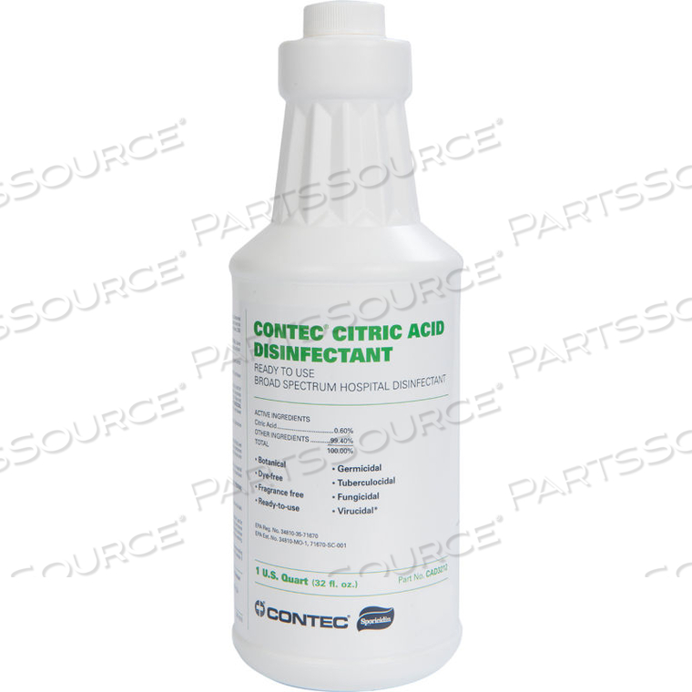 CITRIC ACID DISINFECTANT, 32 OZ. TRIGGER SPRAY BOTTLE by Contec CITRIC ACID DISINFECTANT, 32 OZ. TRIGGER SPRAY BOTTLE by Contec