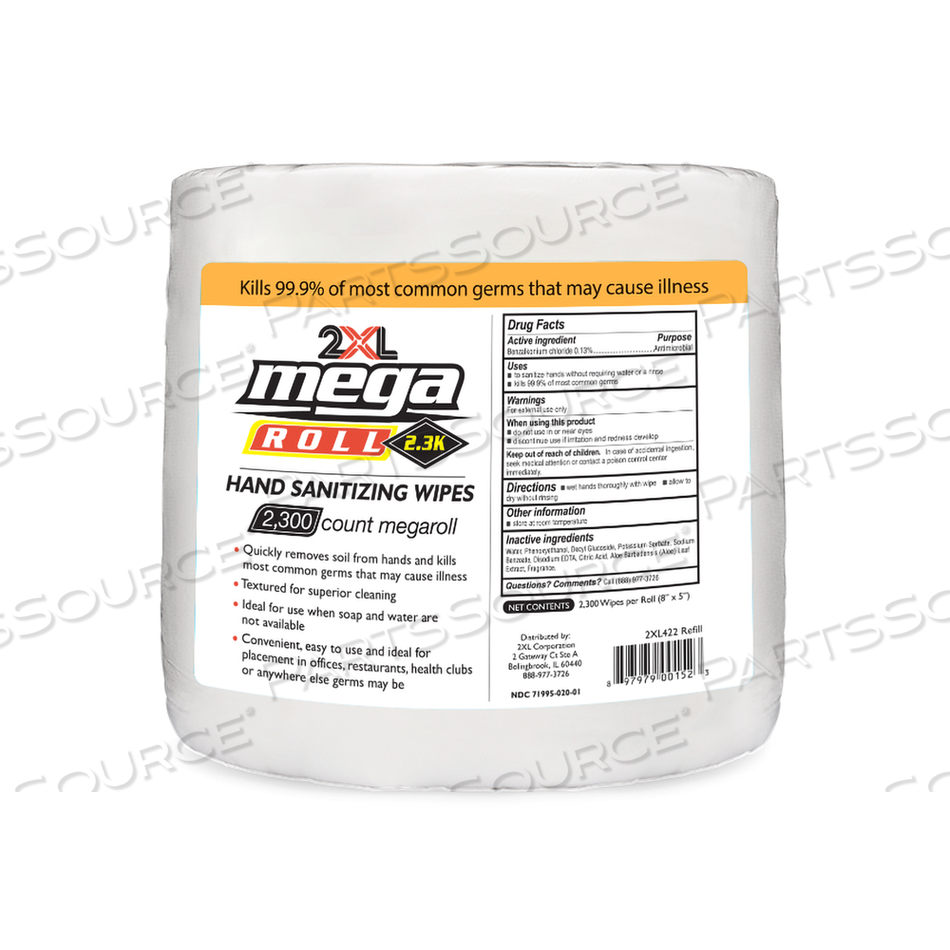 MEGAROLL SANITIZING WIPES REFILL BAG by 2XL Corporation MEGAROLL SANITIZING WIPES REFILL BAG by 2XL Corporation