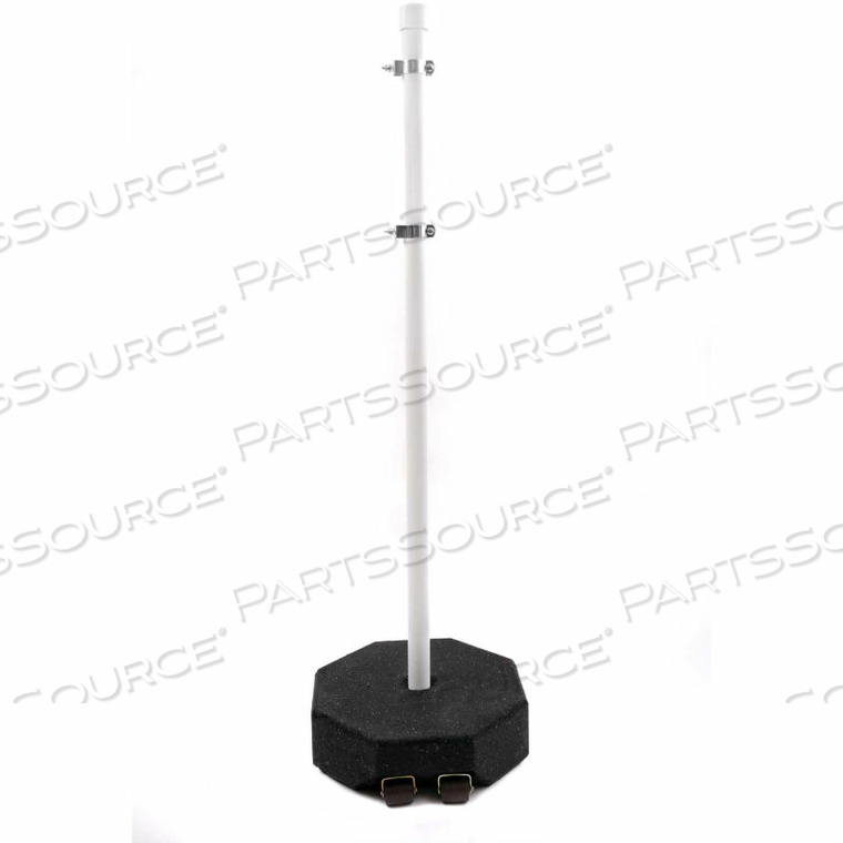 OCTAGON SIGN BASE 60 LBS, W/ WHEELS & 6'-1.5" PVC POST W/ BRACKETS by Tire Conversion Technologies, Inc