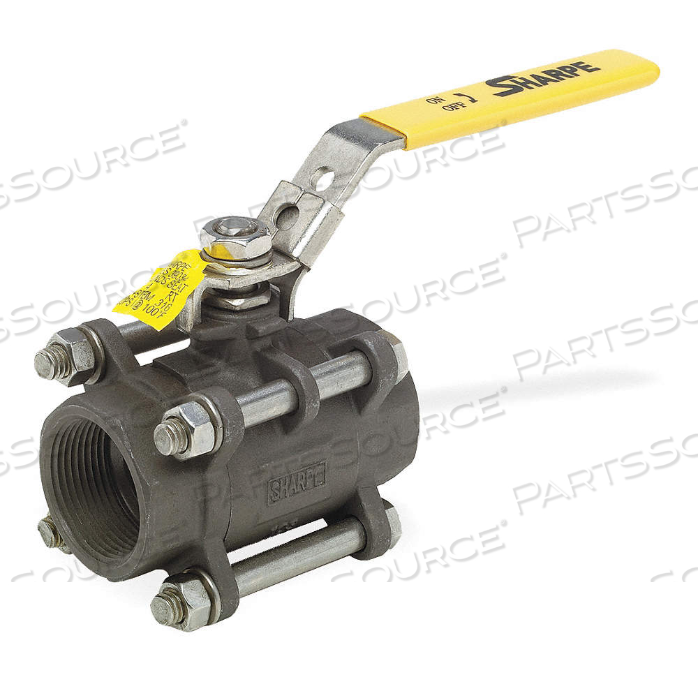 SHARPE VALVES MANUAL TWO-WAY BALL VALVE, 3/4 IN, CARBON STEEL, STRAIGHT, FNPT X FNPT, THREE-PIECE by Approved Vendor