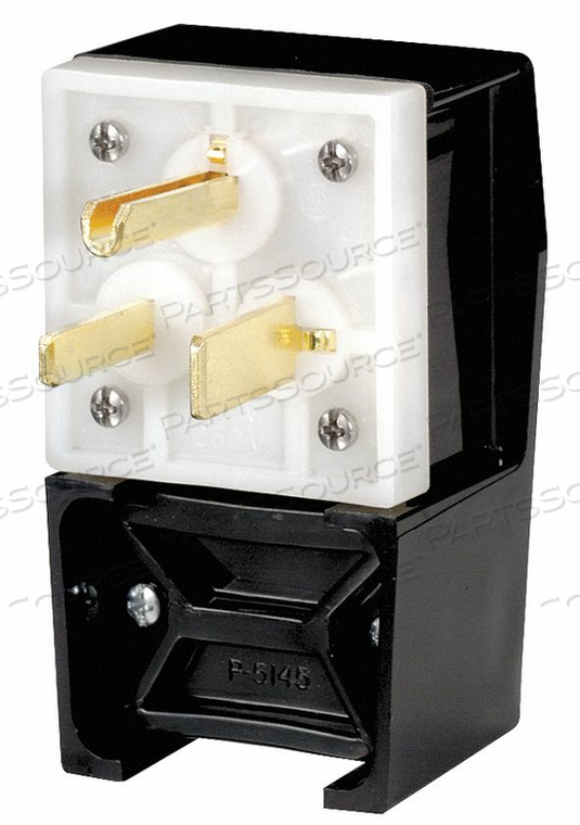 PLUG, STRAIGHT BLADE, NYLON, 50A, 250V, 2P 3W, BLACK & WHITE by Hubbell Incorporated, Wiring Device-Kellums