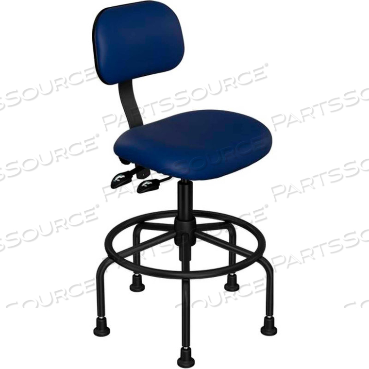 OPERATOR CHAIR - HEIGHT 25 - 32" - BLUE VINYL - BLACK POWDERCOAT FRAME 