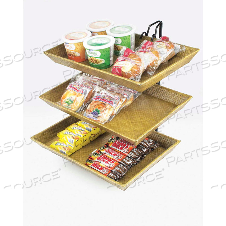 3 TIER BAMBOO TRAY MERCHANDISER 18"W X 19"D X 22"H 