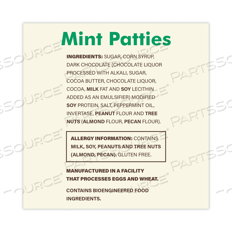 MINT PATTIES,175 INDIVIDUALLY WRAPPED, 3 LB BAG 