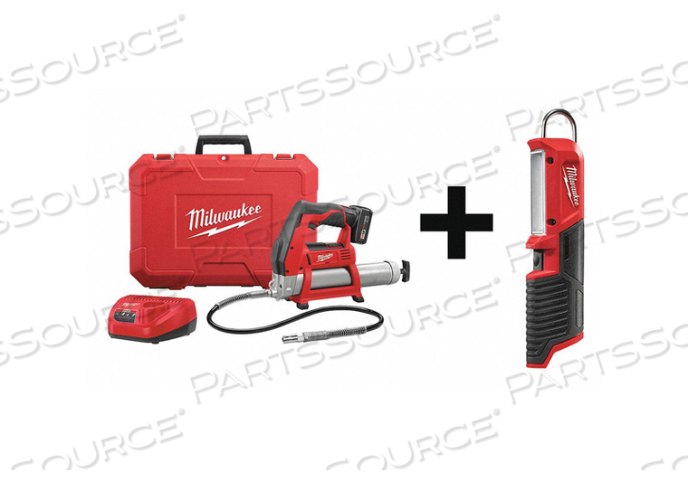 CORDLESS GREASE GUN KIT WITH STICK LIGHT by Milwaukee Electric Tools CORDLESS GREASE GUN KIT WITH STICK LIGHT by Milwaukee Electric Tools