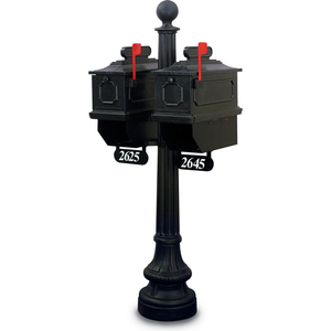 PORT ANGELES DOUBLE RESIDENTIAL MAILBOX & POST N1021955 - BLACK by United Visual Products