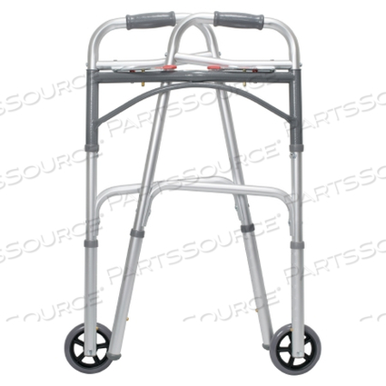 FOLDING WALKER, 32 - 39 IN., SILVER, 350 LBS. CAPACITY, ALUMINUM (4 PER CASE) by McKesson FOLDING WALKER, 32 - 39 IN., SILVER, 350 LBS. CAPACITY, ALUMINUM (4 PER CASE) by McKesson